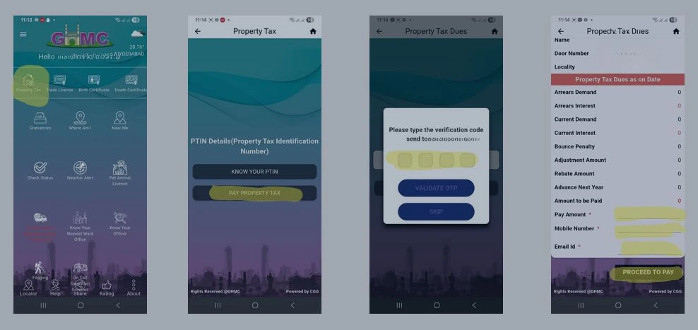 MYGHMC App Advance GHMC Property Tax Payment Steps